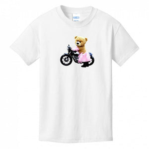 Kids T-Shirts White - Teddy Ride Girls 100% Cotton T-shirt - kids t-shirt at TFC&H Co.
