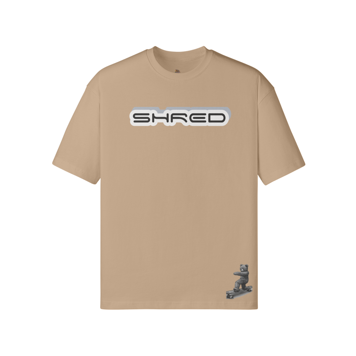 KHAKI - Teddy Ride Shred 190GSM Unisex Loose T-shirt - Unisex T-Shirt at TFC&H Co.