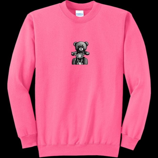 Unisex Crewneck Sweatshirt Neon-Pink - Teddy Ride Unisex Crewneck Sweatshirt - unisex sweatshirt at TFC&H Co.