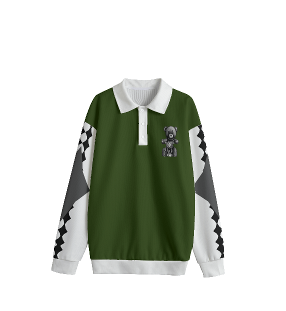- Teddy Ride Unisex Lapel Collar Sweater - Green - unisex sweaters at TFC&H Co.