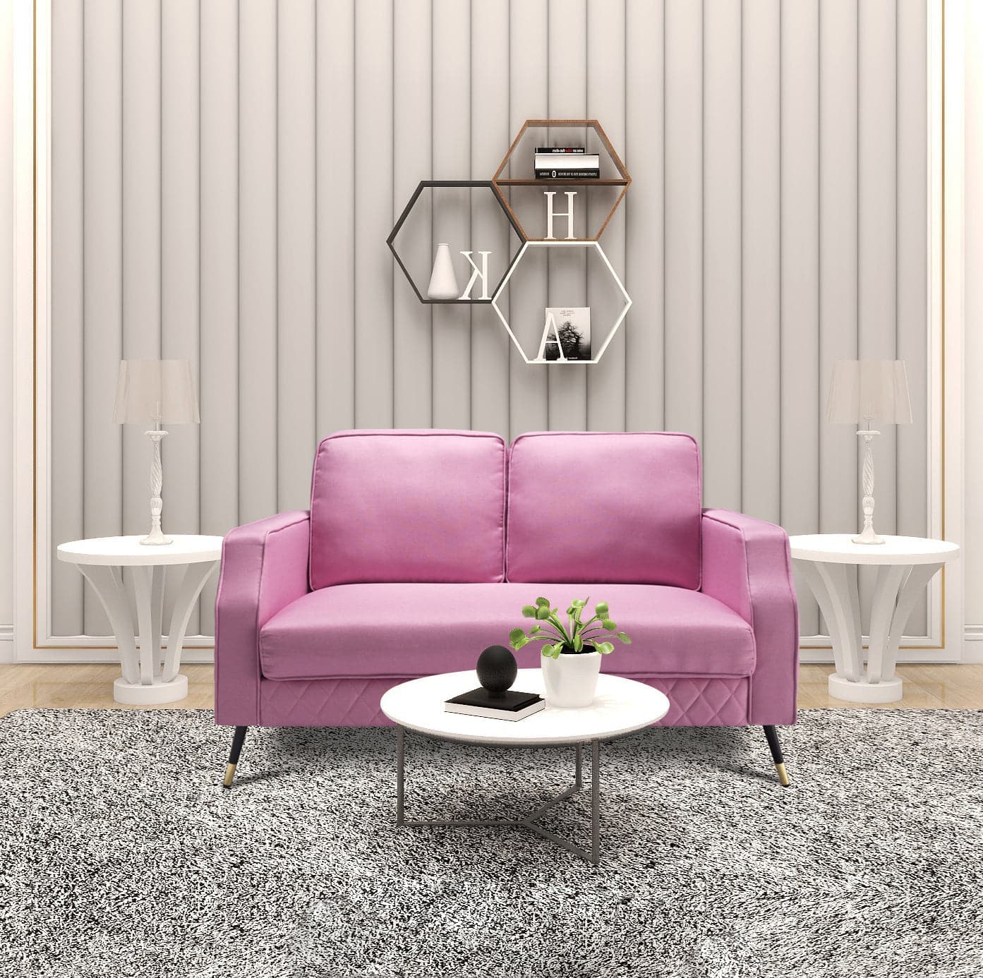 TFC&H Co. 56.5” Square Arm Loveseat - Pink- Ships from The US - loveseat at TFC&H Co.