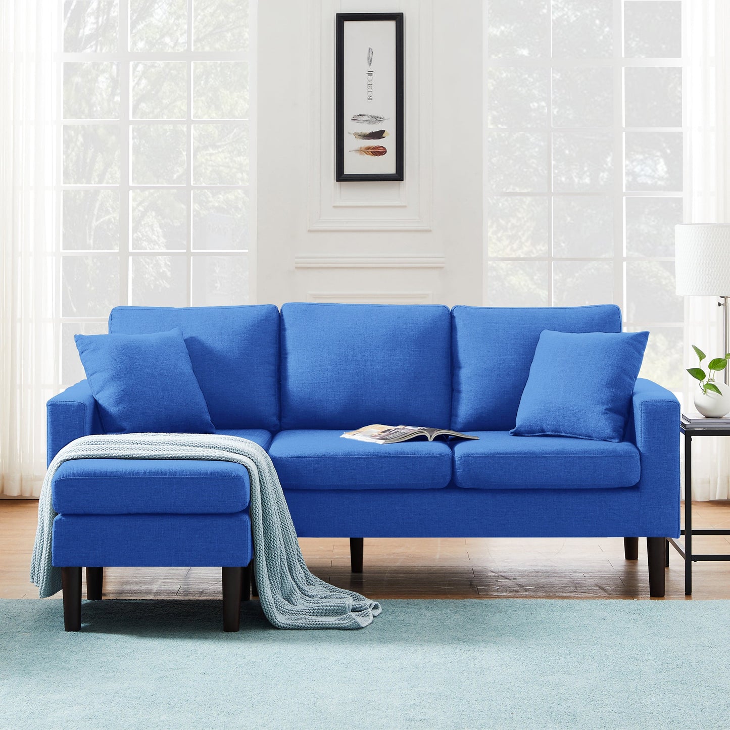 TFC&H Co. 72" SECTIONAL SOFA LEFT HAND FACING W/ 2 PILLOWS - Blue- Ships from The US - sectional at TFC&H Co.