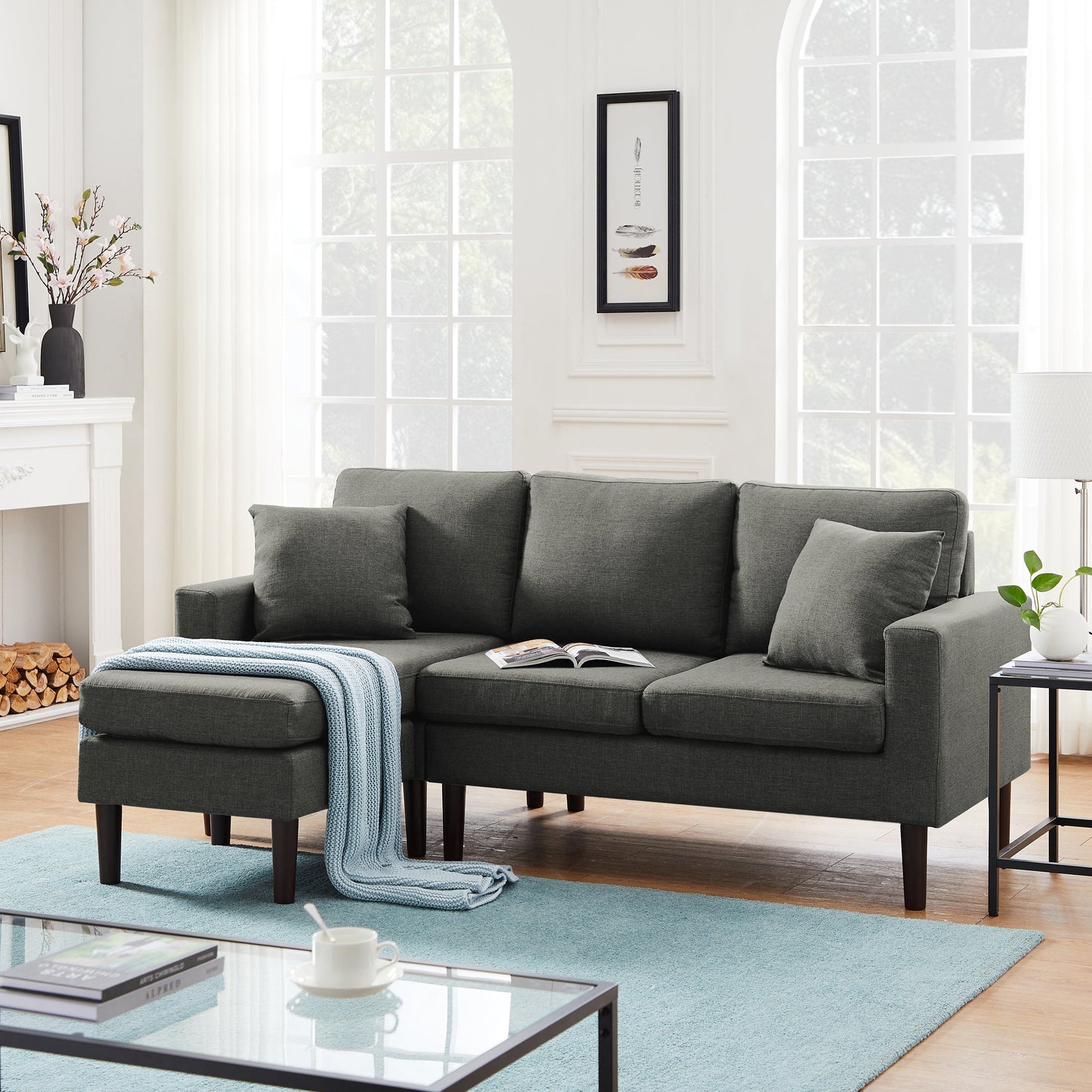 TFC&H Co. 72" SECTIONAL SOFA LEFT HAND FACING WITH 2 PILLOWS FABRIC- Ships from The US - sectional at TFC&H Co.