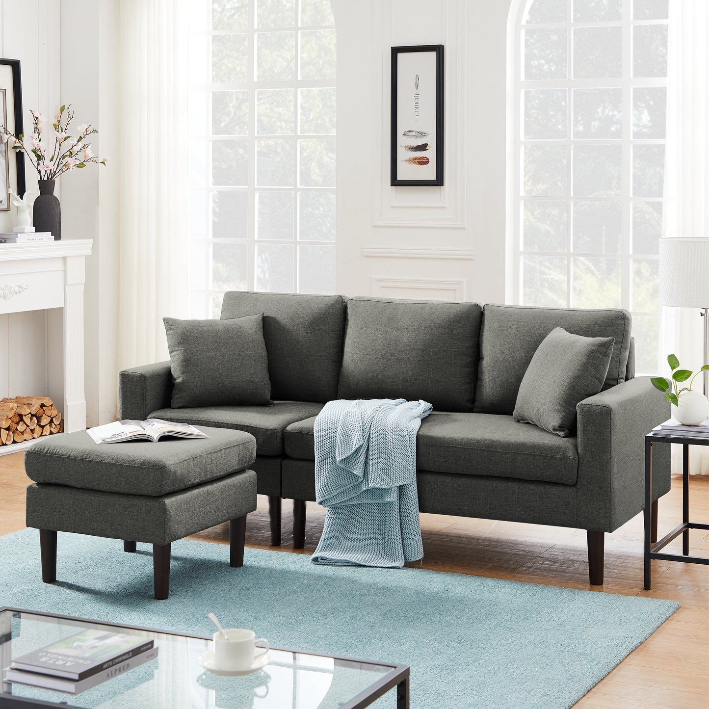 TFC&H Co. 72" SECTIONAL SOFA LEFT HAND FACING WITH 2 PILLOWS FABRIC- Ships from The US - sectional at TFC&H Co.