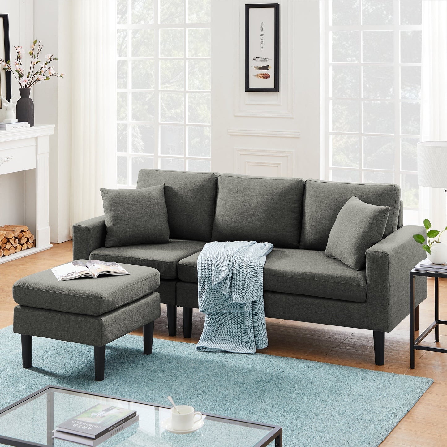 TFC&H Co. 72" SECTIONAL SOFA LEFT HAND FACING WITH 2 PILLOWS FABRIC- Ships from The US - sectional at TFC&H Co.