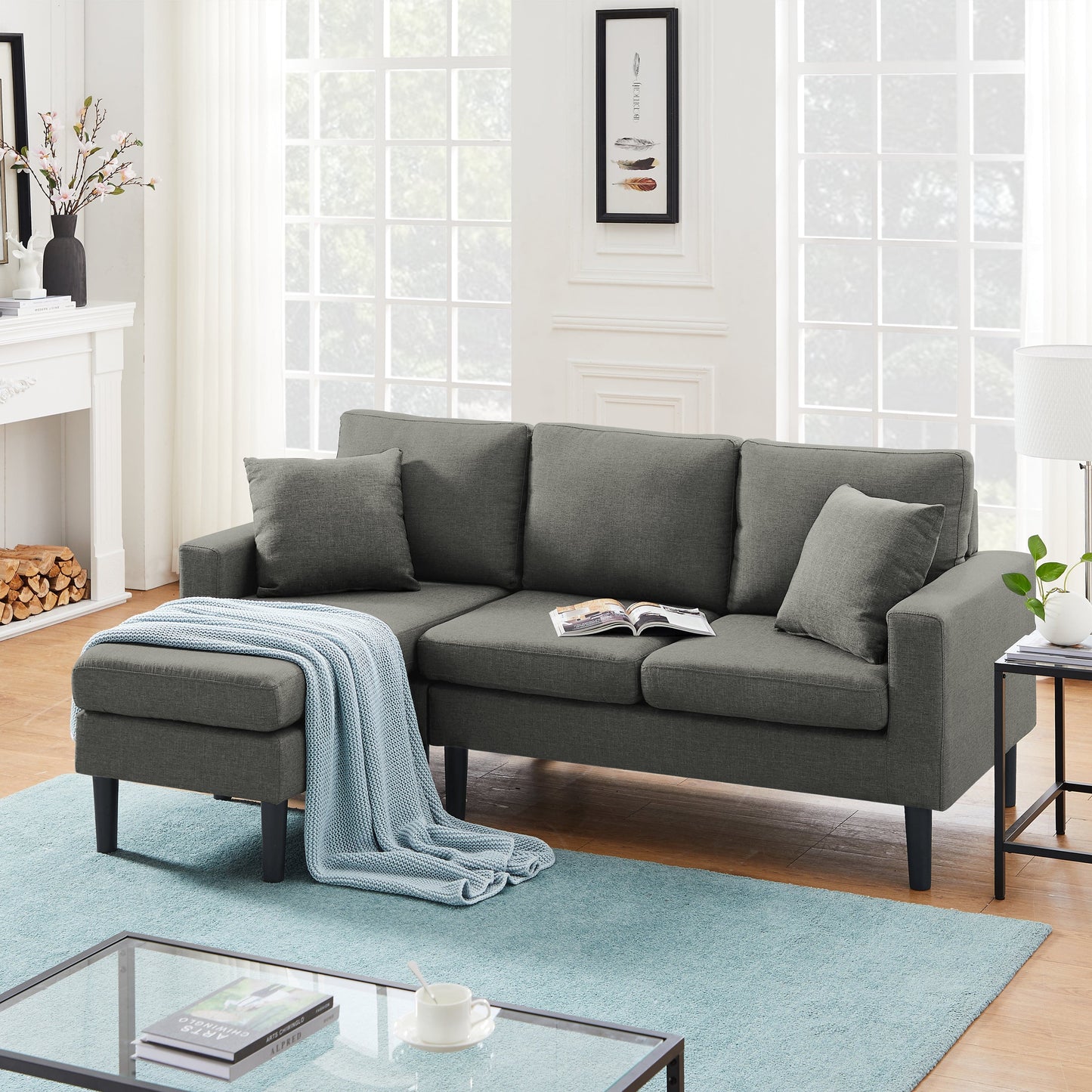 TFC&H Co. 72" SECTIONAL SOFA LEFT HAND FACING WITH 2 PILLOWS FABRIC- Ships from The US - sectional at TFC&H Co.