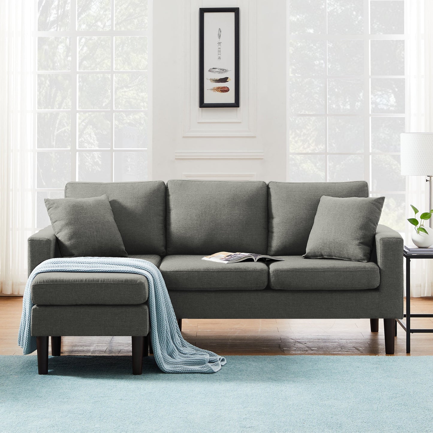 TFC&H Co. 72" SECTIONAL SOFA LEFT HAND FACING WITH 2 PILLOWS FABRIC- Ships from The US - sectional at TFC&H Co.