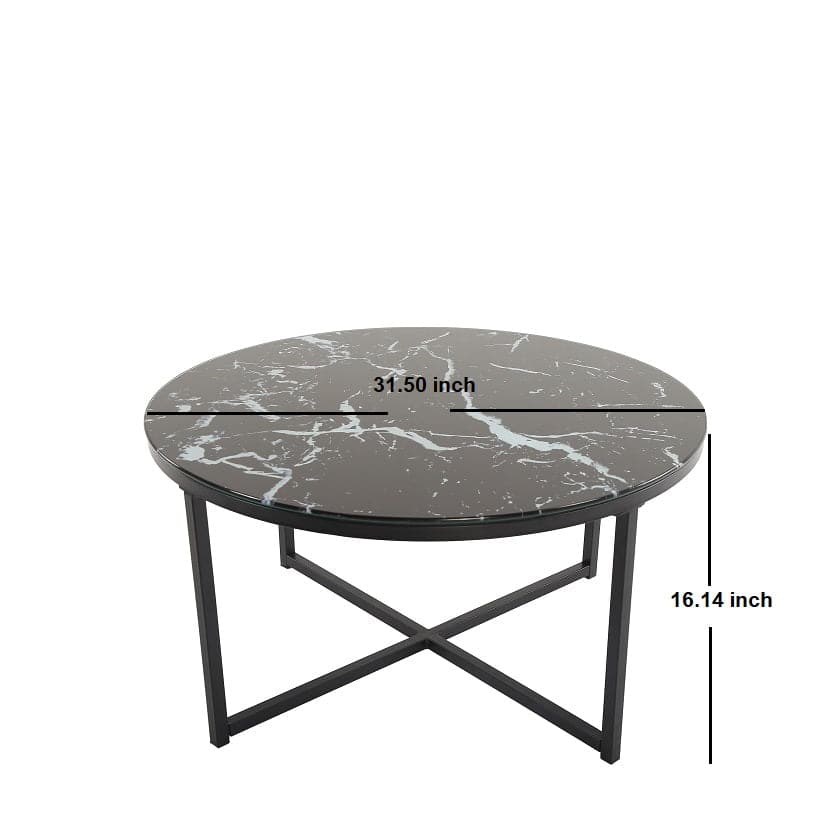 TFC&H Co. Black Marble Cross Legs Glass Coffee Table- Ships from The US - coffee table at TFC&H Co.