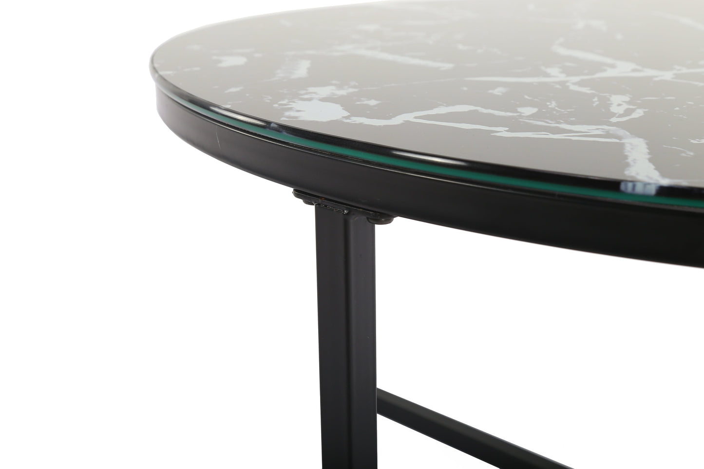 TFC&H Co. Black Marble Cross Legs Glass Coffee Table- Ships from The US - coffee table at TFC&H Co.