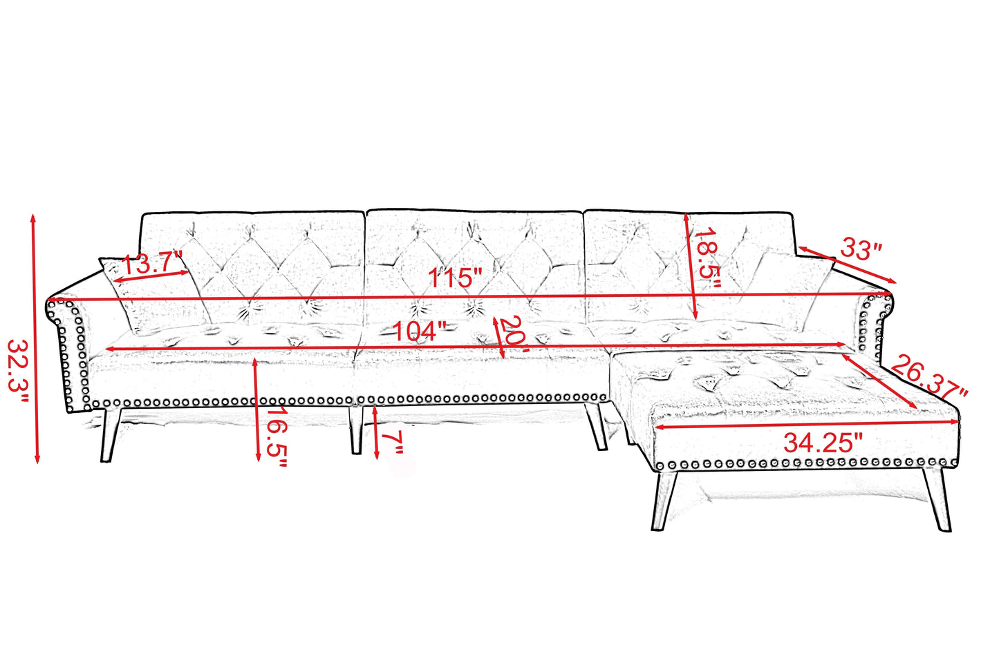 TFC&H Co. Convertible Sofa Bed Sleeper - Light Velvet Grey- Ships from The US - sofa bed sleeper at TFC&H Co.
