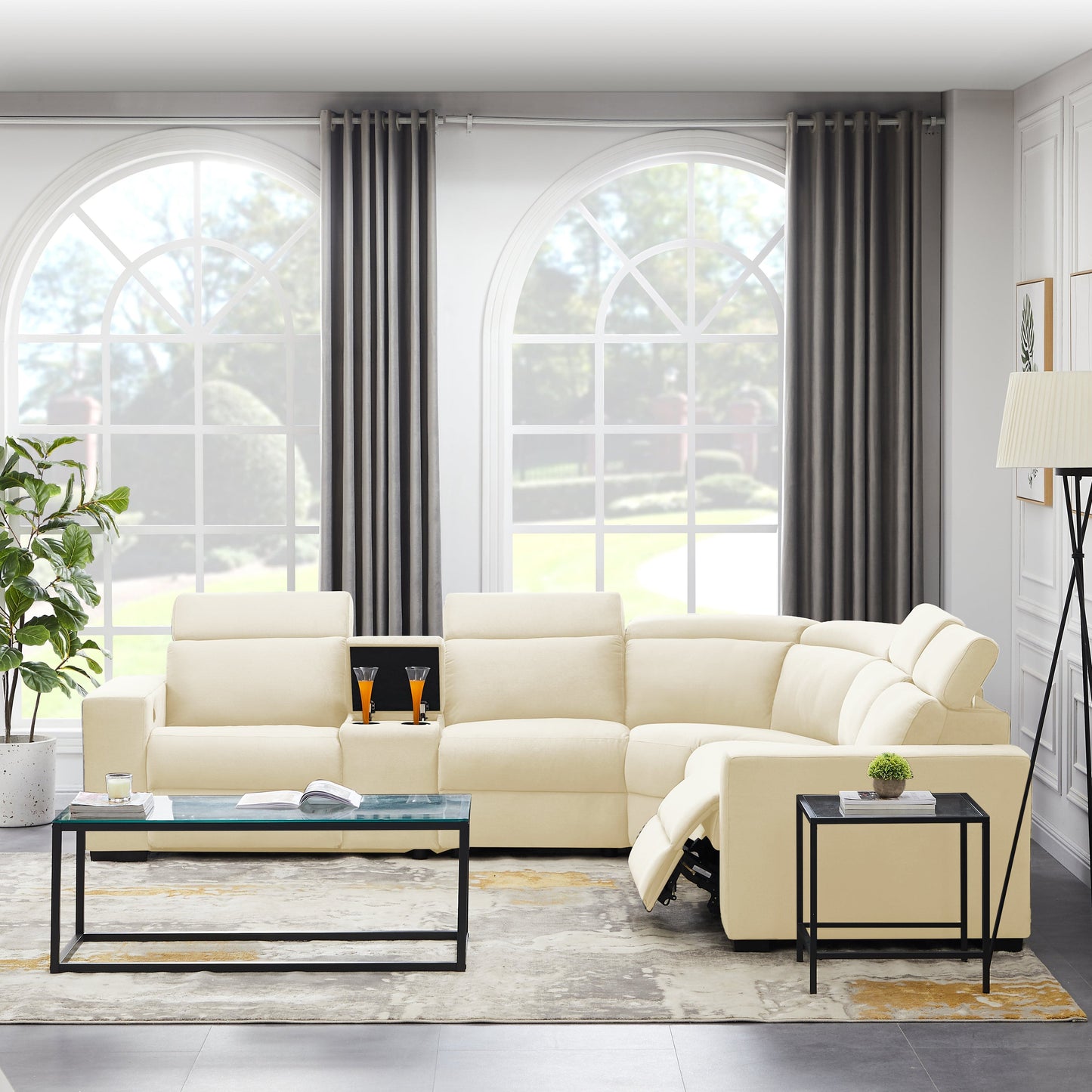 TFC&H Co. Electric Recliner Sectional Living Room Set - Beige- Ships from The US - sectional at TFC&H Co.