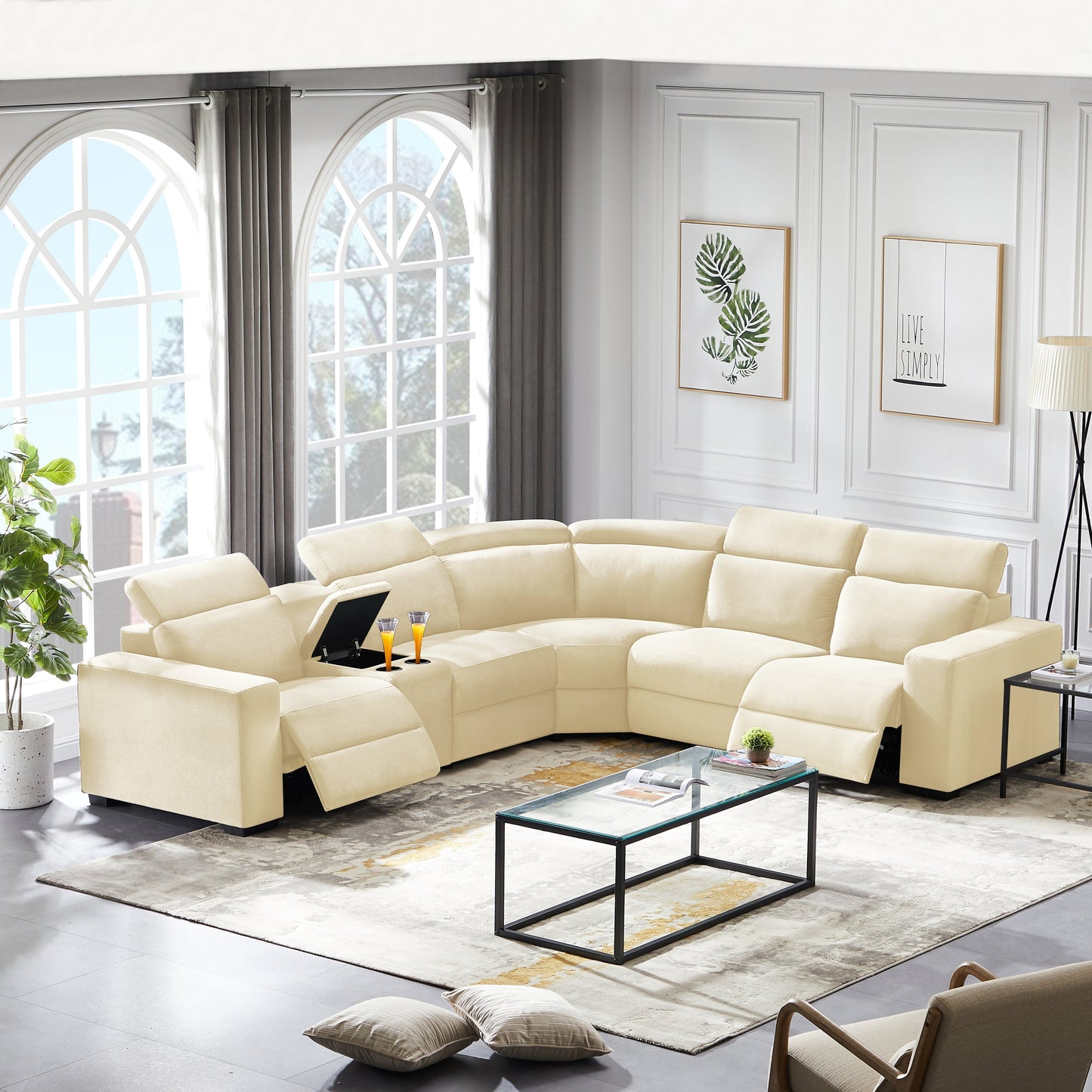 TFC&H Co. Electric Recliner Sectional Living Room Set - Beige- Ships from The US - sectional at TFC&H Co.