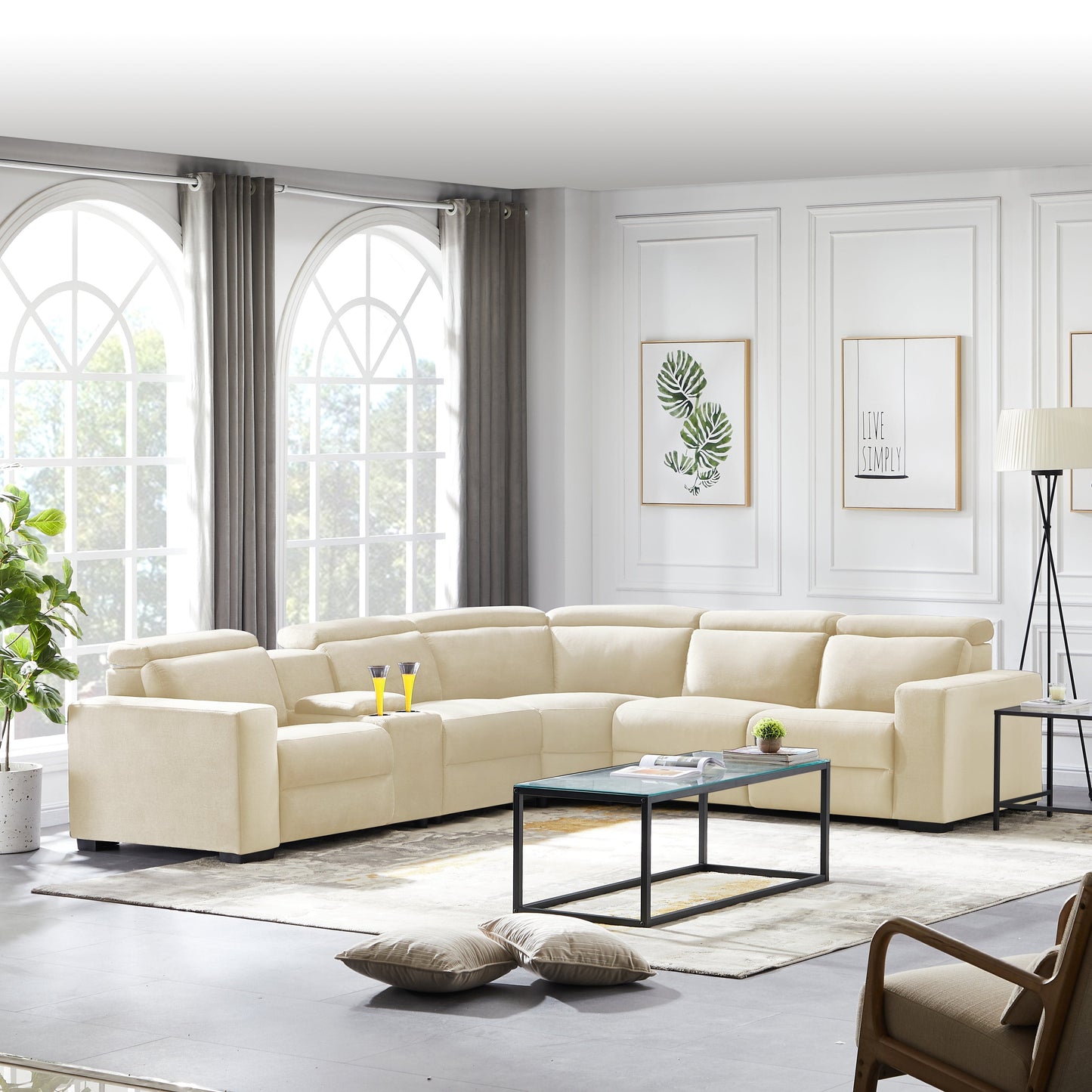 TFC&H Co. Electric Recliner Sectional Living Room Set - Beige- Ships from The US - sectional at TFC&H Co.