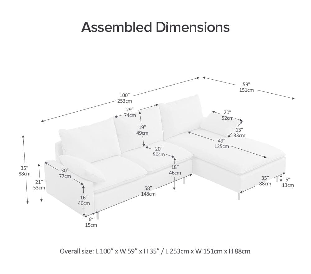 TFC&H Co. L-Shaped Linen Sectional Sofa w/ Left Chaise - Muted Green- Ships from The US - sectional at TFC&H Co.