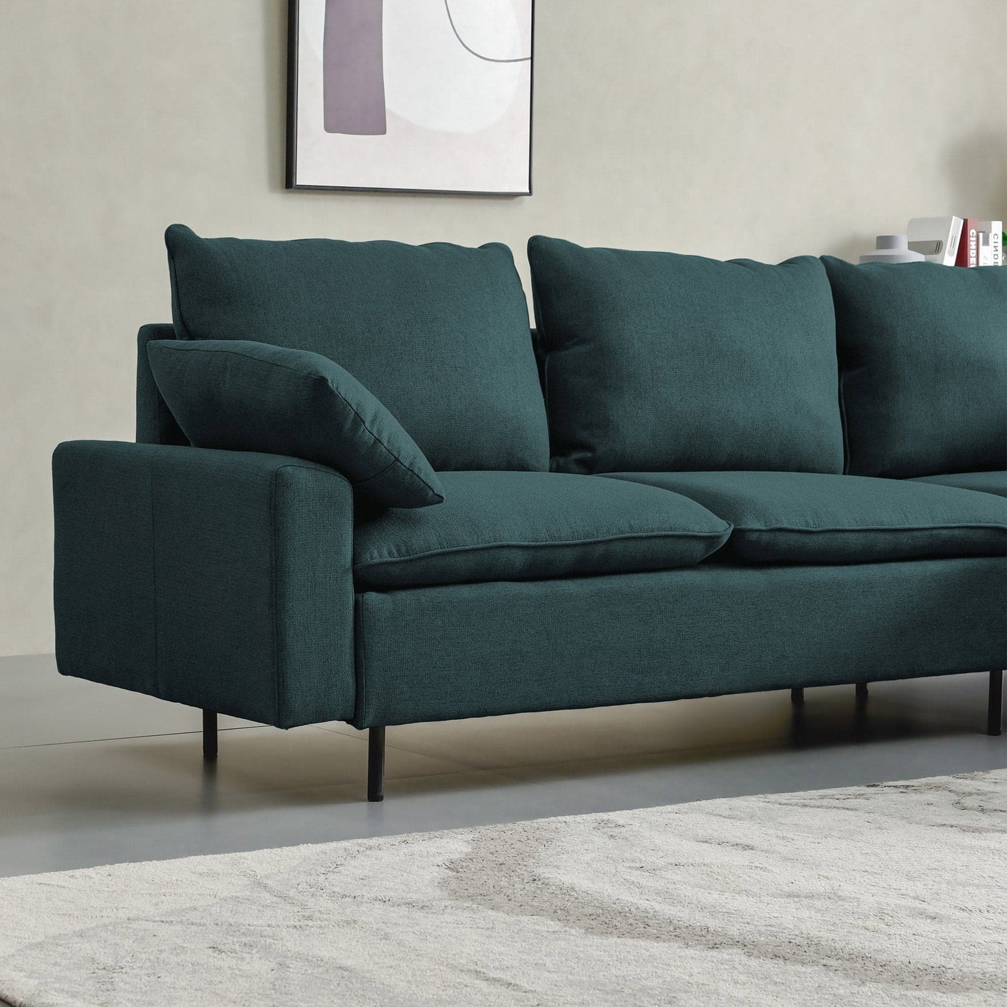 TFC&H Co. L-Shaped Linen Sectional Sofa w/ Left Chaise - Muted Green- Ships from The US - sectional at TFC&H Co.