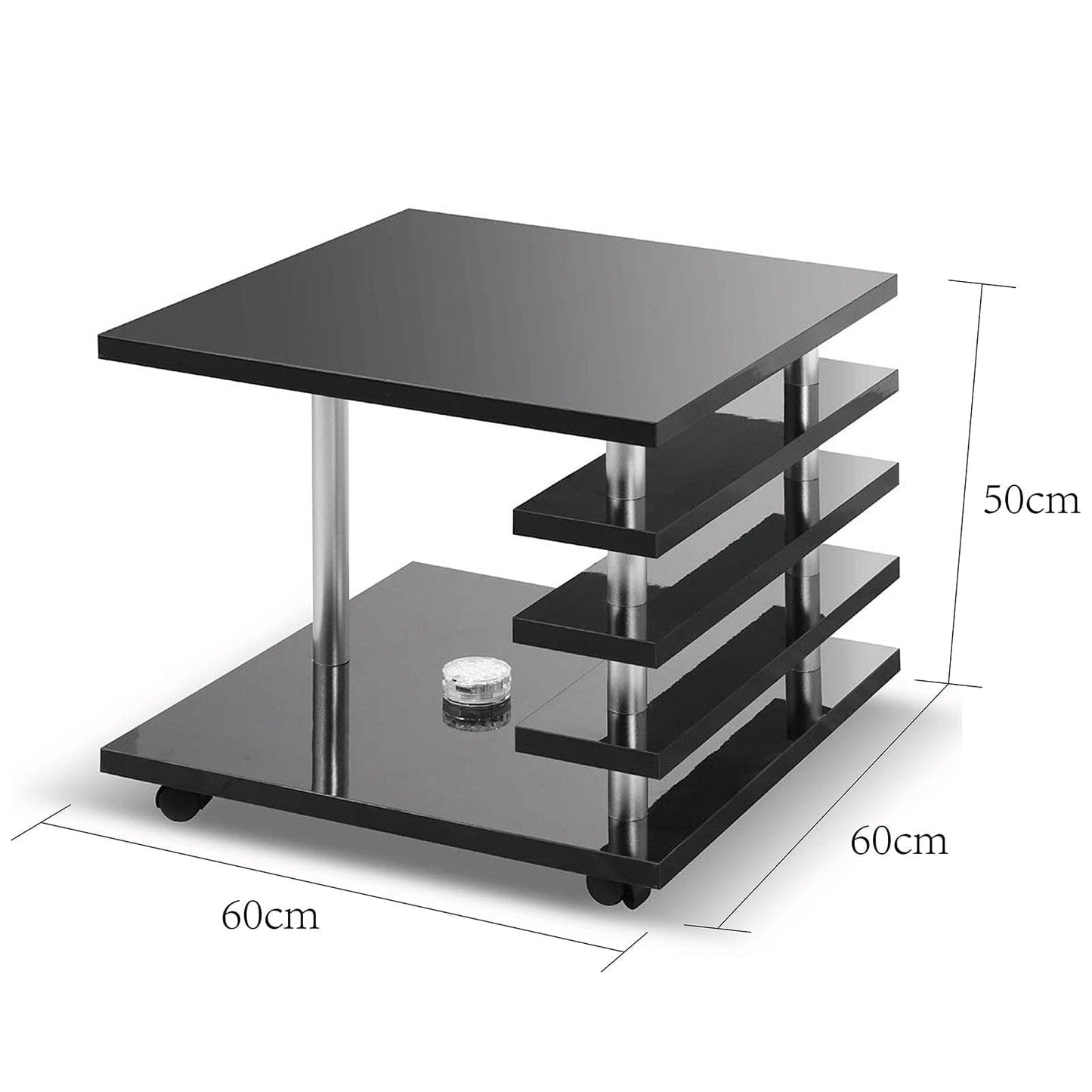 TFC&H Co. Mobile Coffee Table with LED light & Remote Control - Black- Ships from The US - coffee table at TFC&H Co.