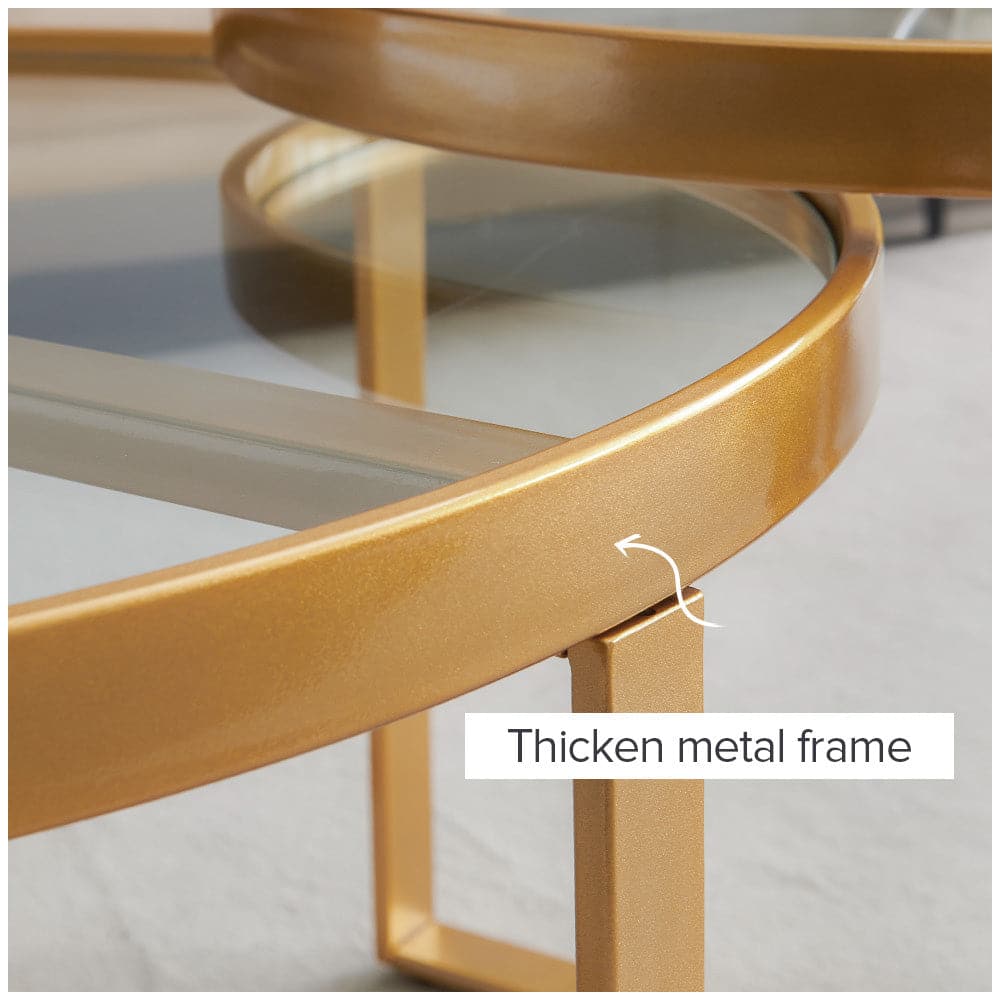 TFC&H Co. Modern Golden Metal Frame Round Tempered Glass Coffee Table- Ships from The US - coffee table at TFC&H Co.