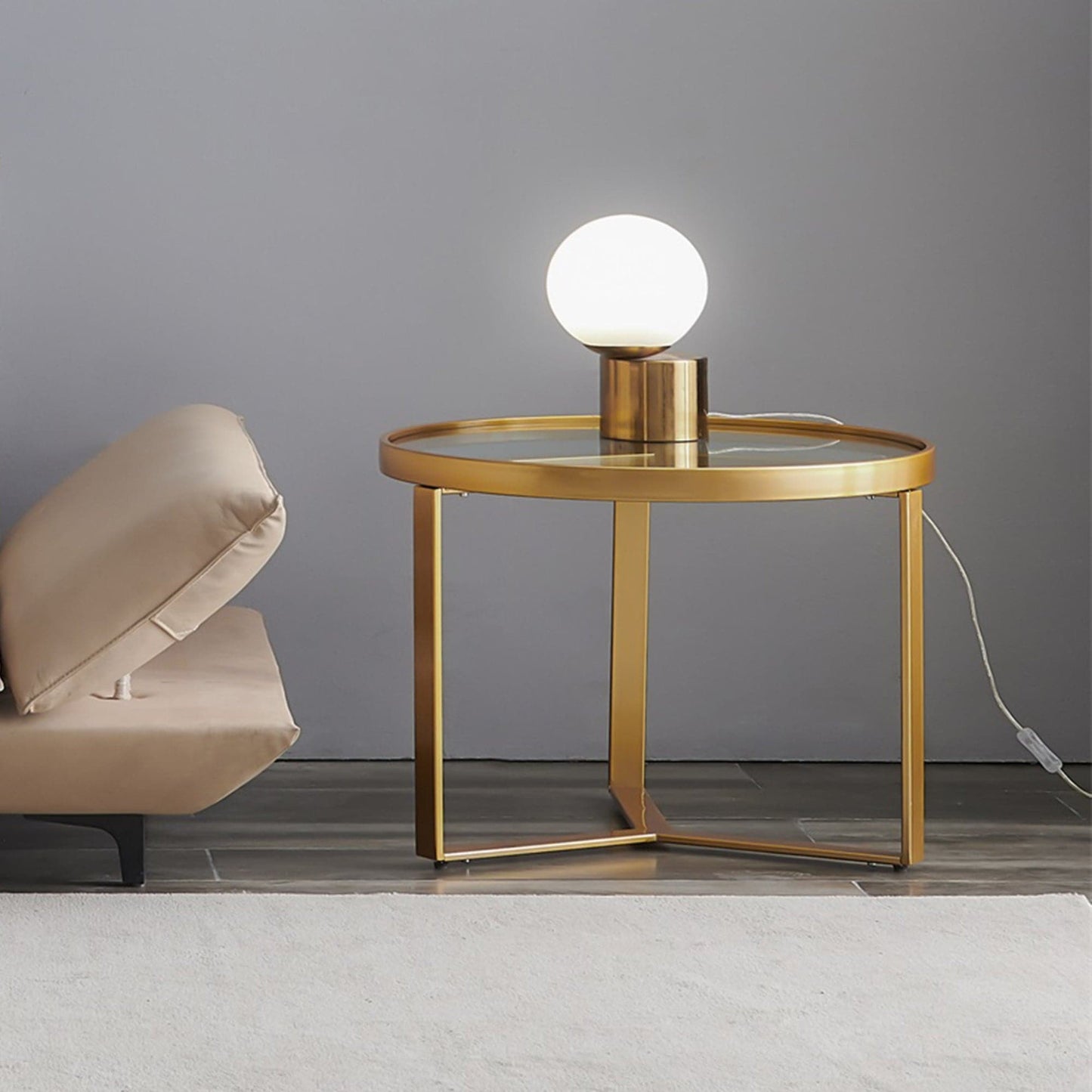 TFC&H Co. Modern Golden Metal Frame Round Tempered Glass Coffee Table- Ships from The US - coffee table at TFC&H Co.
