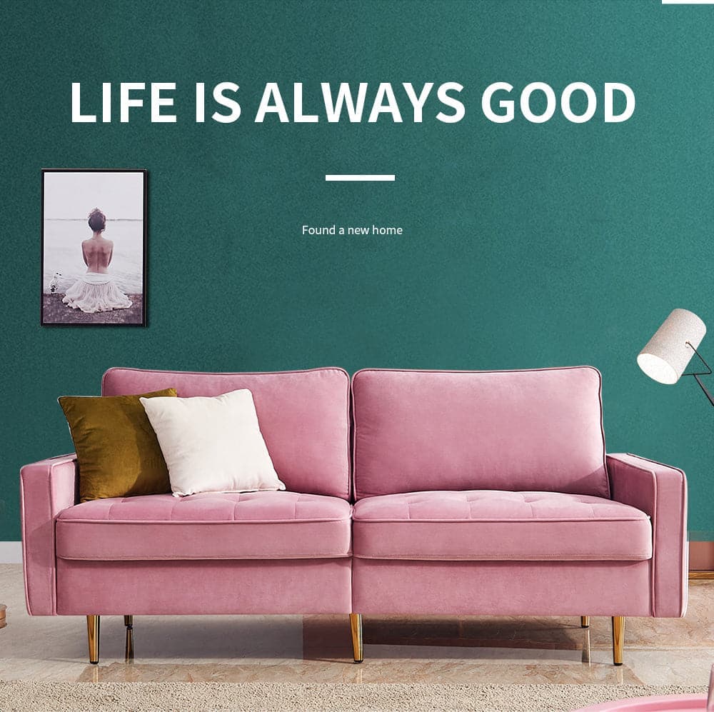 TFC&H Co. Modern Velvet Fabric Sofa 71" - Pink- Ships from The US - sofa at TFC&H Co.