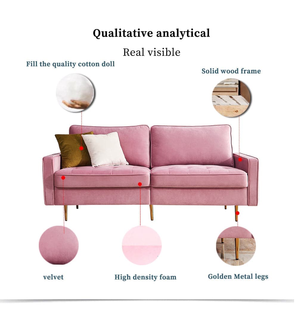TFC&H Co. Modern Velvet Fabric Sofa 71" - Pink- Ships from The US - sofa at TFC&H Co.