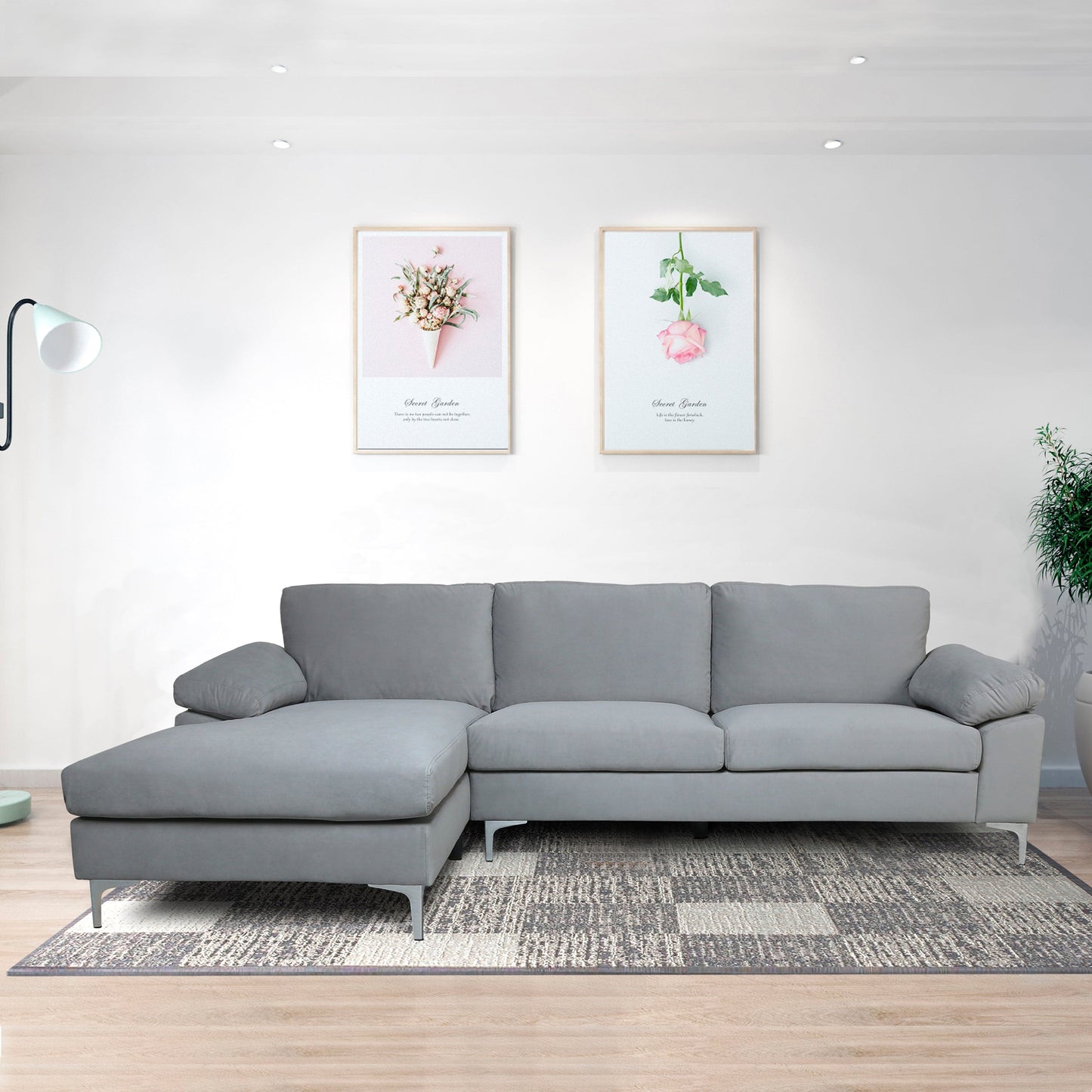 TFC&H Co. SECTIONAL SOFA VELVET LEFT HAND FACING - LIGHT GREY- Ships from The US - sectional at TFC&H Co.