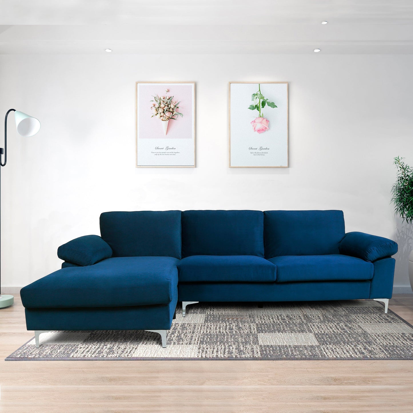 TFC&H Co. SECTIONAL SOFA VELVET LEFT HAND FACING - NAVY BLUE- Ships from The US - sectional at TFC&H Co.