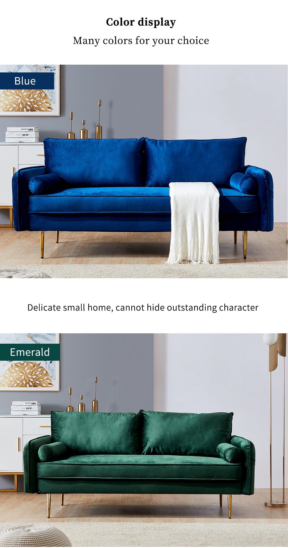 TFC&H Co. Velvet Fabric Sofa w/ Pocket - 71‘’Blue- Ships from The US - sofa at TFC&H Co.