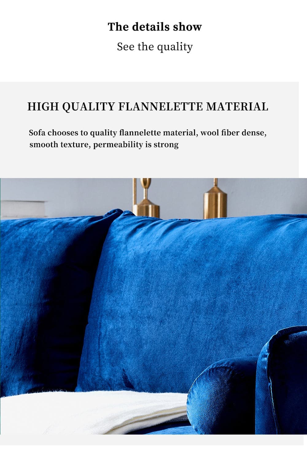 TFC&H Co. Velvet Fabric Sofa w/ Pocket - 71‘’Blue- Ships from The US - sofa at TFC&H Co.