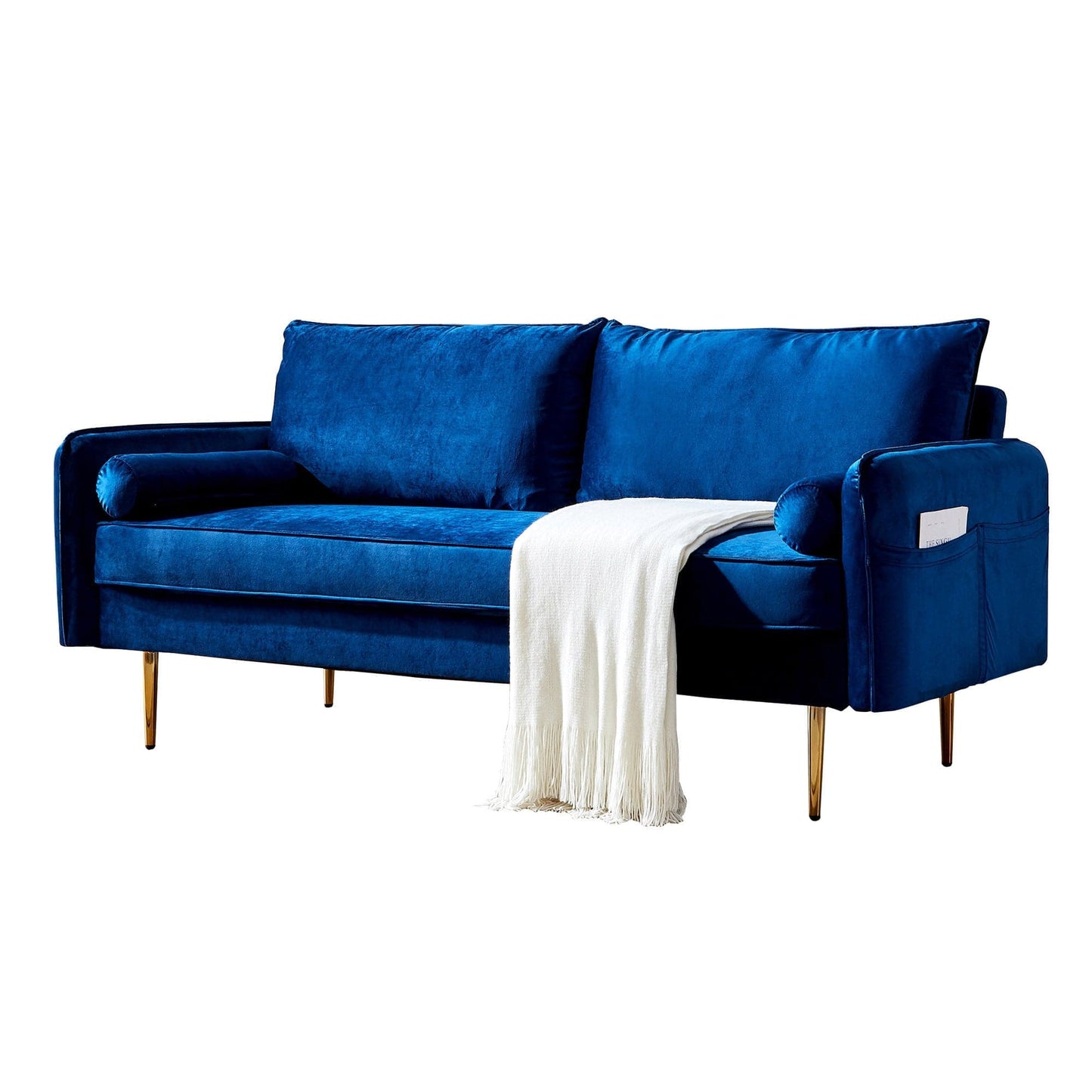 TFC&H Co. Velvet Fabric Sofa w/ Pocket - 71‘’Blue- Ships from The US - sofa at TFC&H Co.