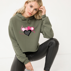 Military Green - Three Heart Cord Women's Cropped Fleece Hoodie - Ships from The US - Womens Hoodie at TFC&H Co.