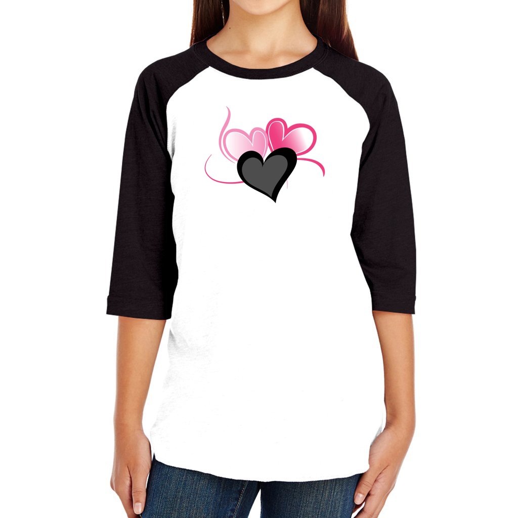 White-Black - Three Heart Cord Youth Baseball Jersey Tee - Ships from The US - Kids t-shirt at TFC&H Co.
