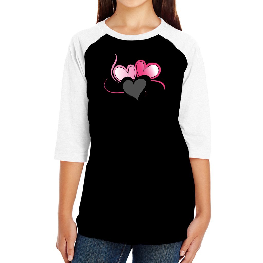 Black-White - Three Heart Cord Youth Baseball Jersey Tee - Ships from The US - Kids t-shirt at TFC&H Co.