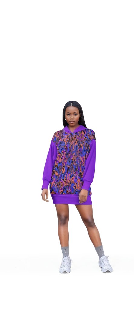 purple S Trip Fleece Hoodie Dress - women's hoodie dress at TFC&H Co.