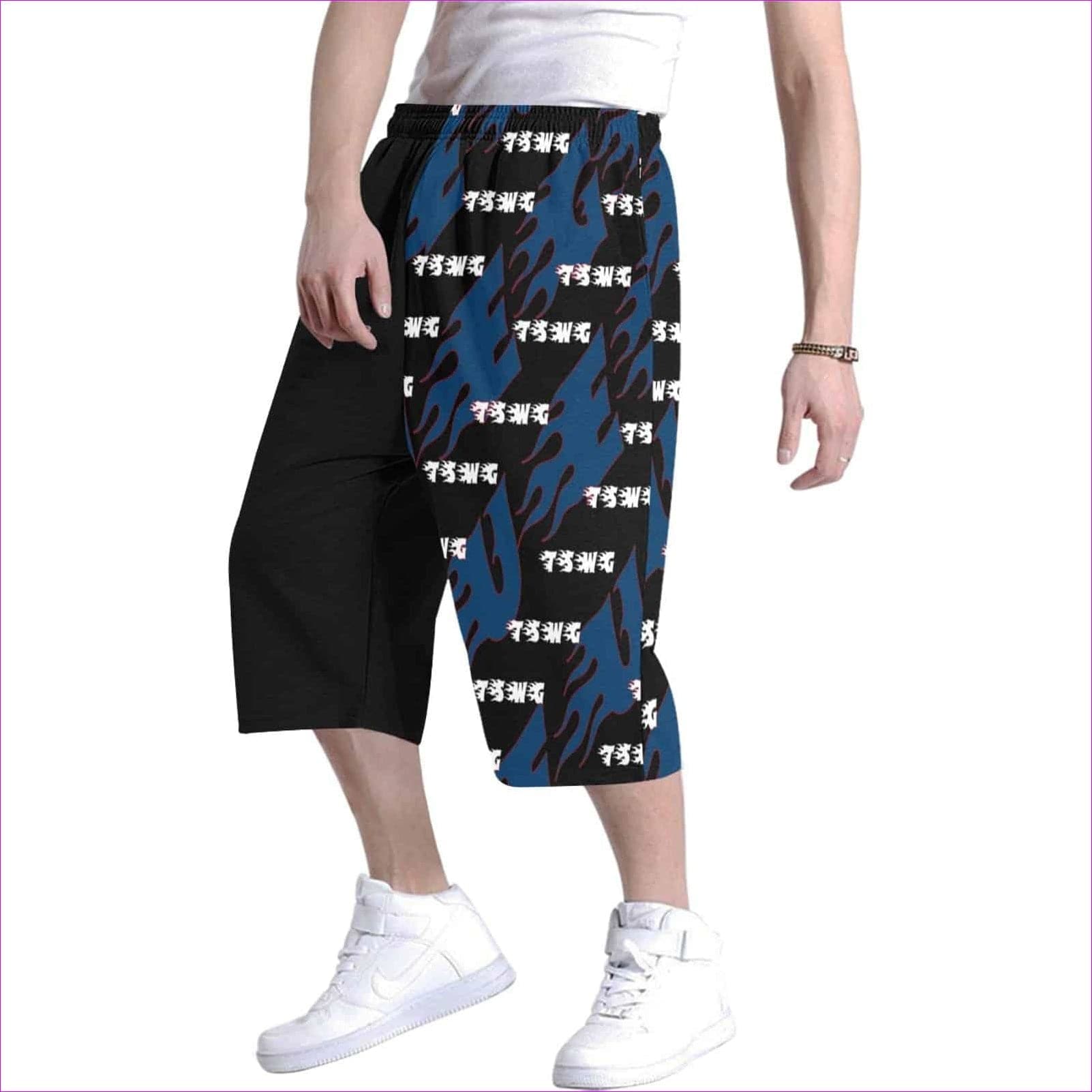 TSWG Fuego Flame - Blue Men's All Over Print Baggy Shorts (Model L37) - TSWG Fuego Flame Men's Baggy Shorts - 2 styles - mens shorts at TFC&H Co.