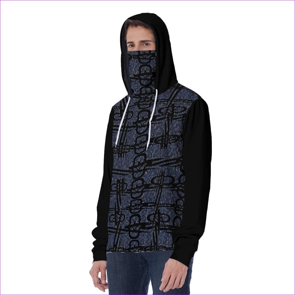 black/blue TSWG (Tough Smooth Well Groomed) Aros Men's Hoodie w/ Built in Mask - men's hoodie at TFC&H Co.