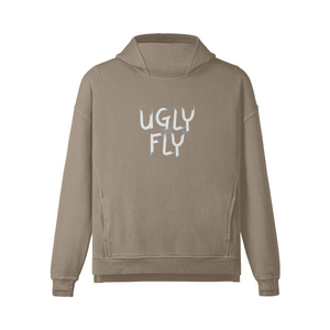 Khaki - Ugly Fly Unisex Washed Slit Hem Turtleneck Hoodie - unisex hoodie at TFC&H Co.