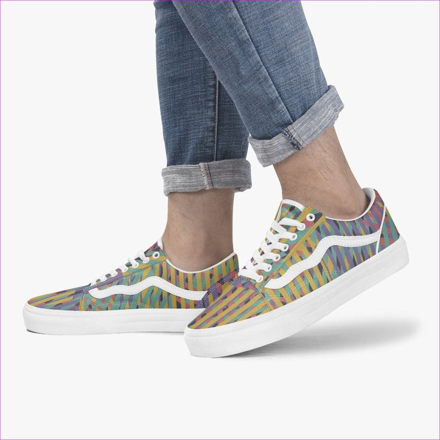 Vivid Weaved Trendy Low-Top Canvas Sneakers - women's low-top canvas shoe at TFC&H Co.