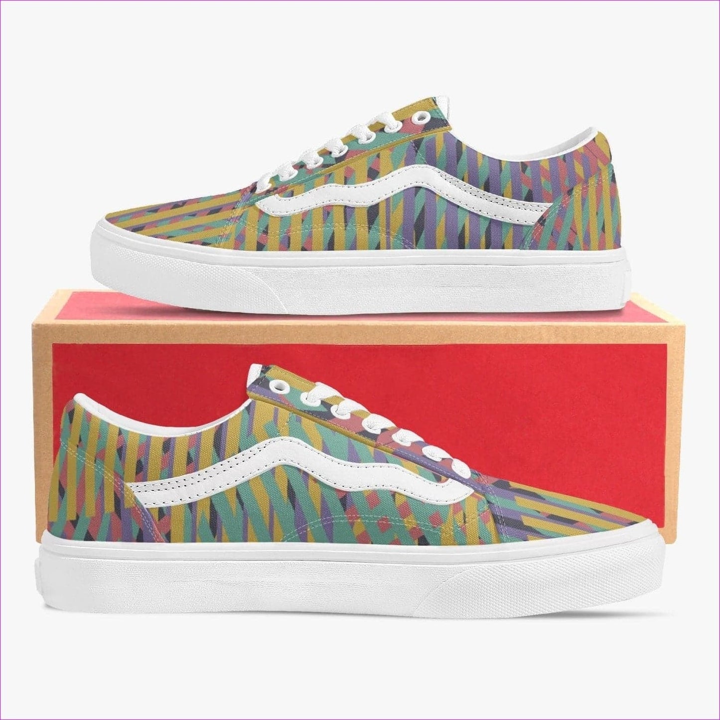 Vivid Weaved Trendy Low-Top Canvas Sneakers - women's low-top canvas shoe at TFC&H Co.