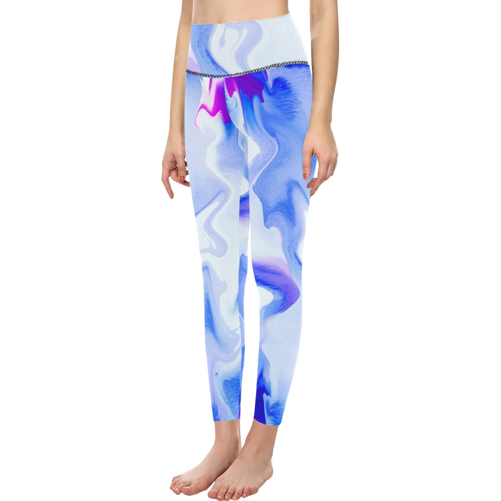 Water Color Women's High-Waisted Leggings (Model L36) - Water Color High Waisted Leggings - womens leggings at TFC&H Co.