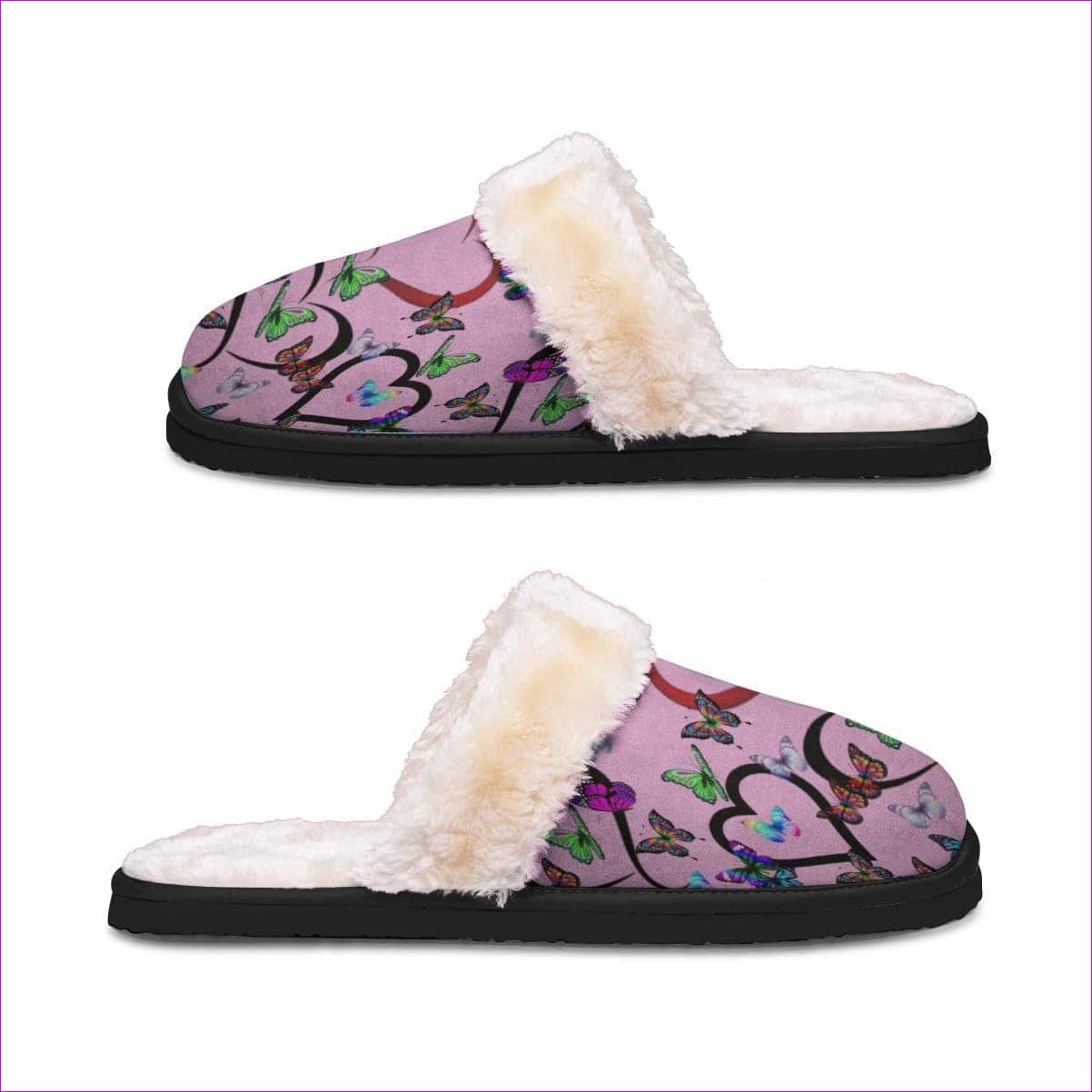 pink - Women's Butterfly Love Home Plush Slippers - womens slippers at TFC&H Co.