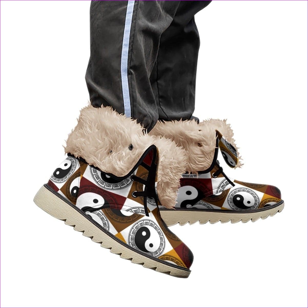 multi-colored Yin Yang Men's Plush Boots - Men's Boots at TFC&H Co.