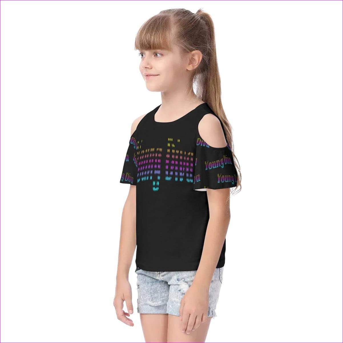 Young Diva Cold Shoulder T-shirt With Ruffle Sleeves - kid's shirt at TFC&H Co.