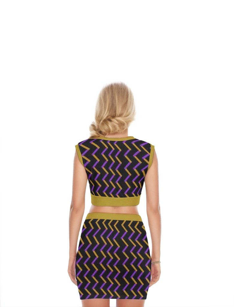 Zag Women's V Collar Top & Skirt Set - women's top & skirt set at TFC&H Co.