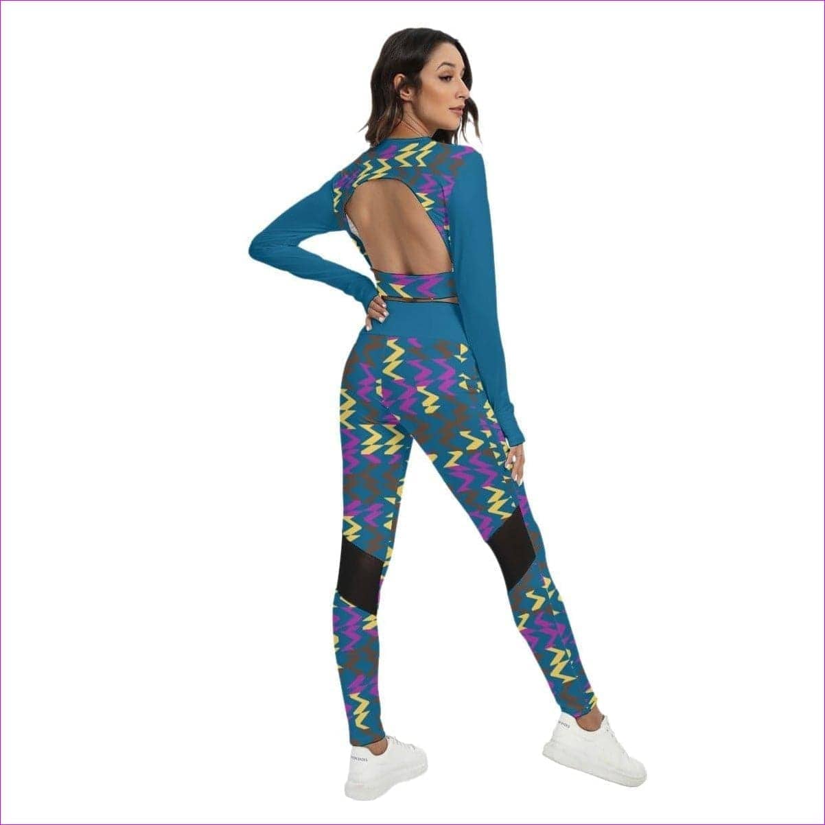 - Zig & Zag Women's Sport Set With Backless Top And Leggings - womens sports set at TFC&H Co.