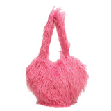 Rose Red Plush Armpit Shoulder Bags - handbags at TFC&H Co.