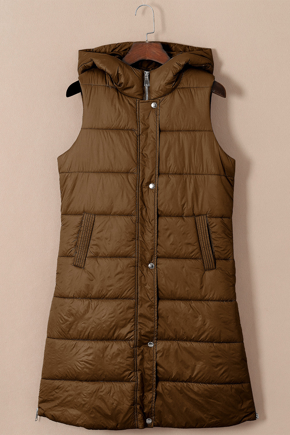- Green Hooded Long Quilted Vest Coat - 2 colors - women's coat at TFC&H Co.