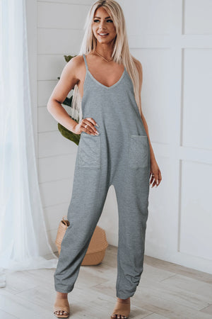 - Waffle Knit Spaghetti Straps Loose Fit Women's Jumpsuit - womens jumpsuit at TFC&H Co.