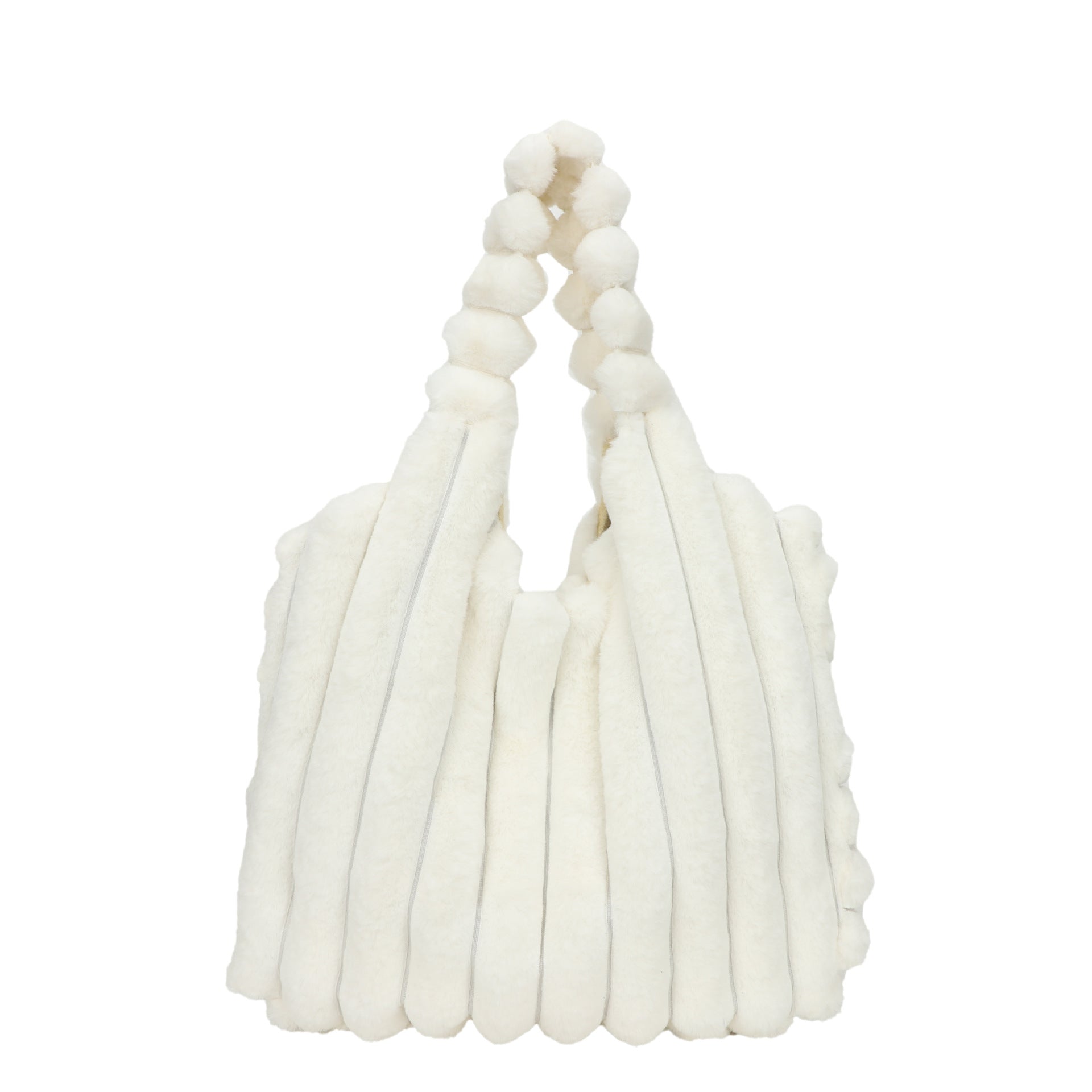 White Striped Design Plush Bag - handbags at TFC&H Co.