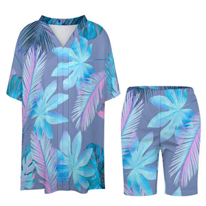 S CornflowerBlue - Resort Wear|Paradise V-neck Bat Sleeve Two Piece Shorts Outfit Set - women's short set at TFC&H Co.