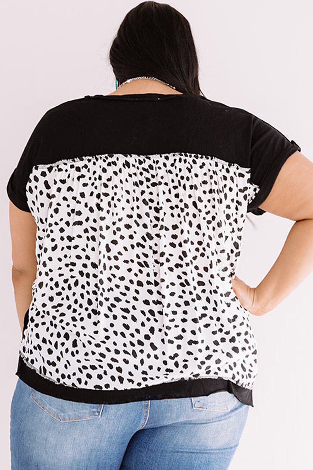 - Black Voluptuous (+) Plus Size Leopard Print Back Roll Up Sleeve T Shirt - womens t-shirt at TFC&H Co.